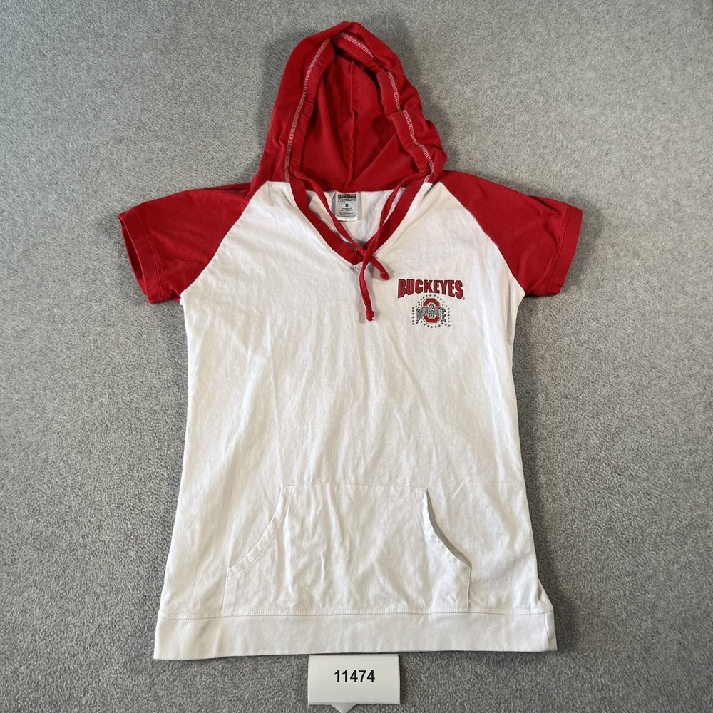 Sideline Apparel Ohio State Buckeyes Hooded T-Shirt White Red Medium